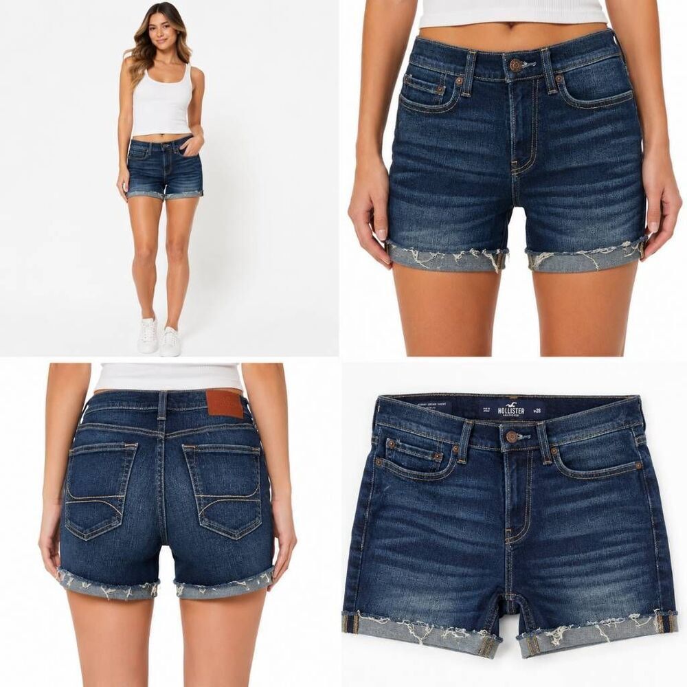 Hollister Epic Flex Skinny Denim Shorts W28 Distressed